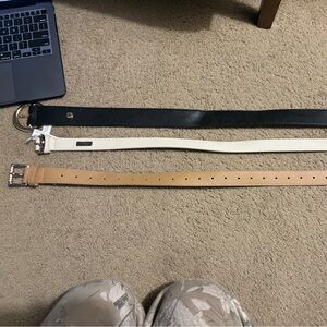 Stylish Leather Belt Set - Black, Tan, and Cream